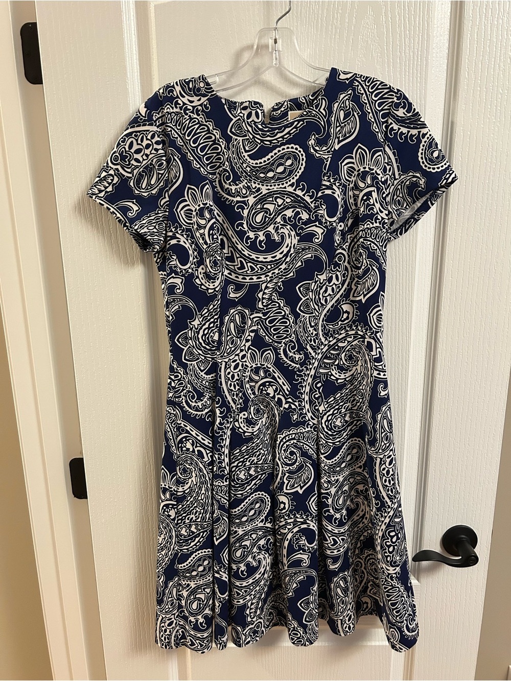 Michael Kors Navy and White Paisley Mini Dress